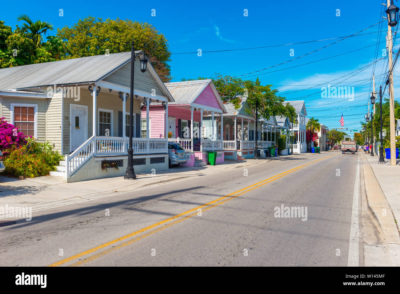 Street with houses in Key West Florida Stock Photo Alamy