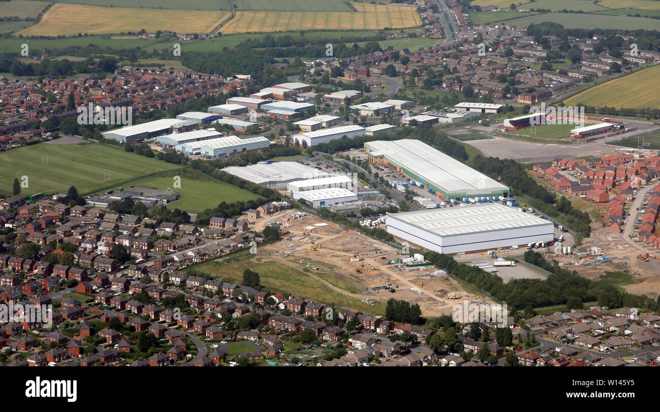 aerial view of Shaw Cross Business Park, Dewsbury, West Yorkshire, UK