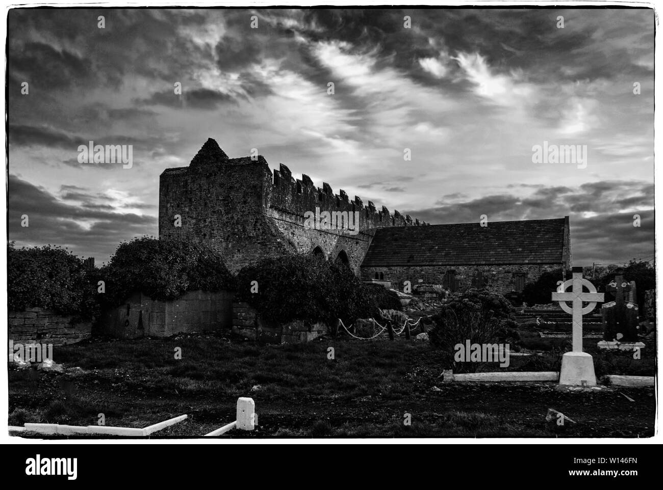 Ardfert Cathedral lies on the site of a monastery founded by St.Brendan in th 6th century.The site features 3 medieval churches. Stock Photo