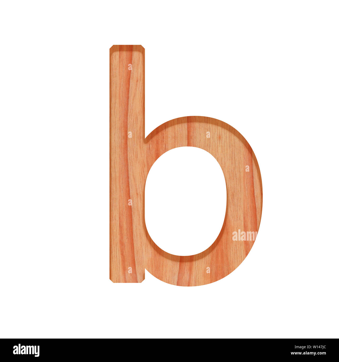 alphabet small wooden vintage. lowercase letter  pattern beautiful 3d isolated on white background ( design consonant b ) Stock Photo