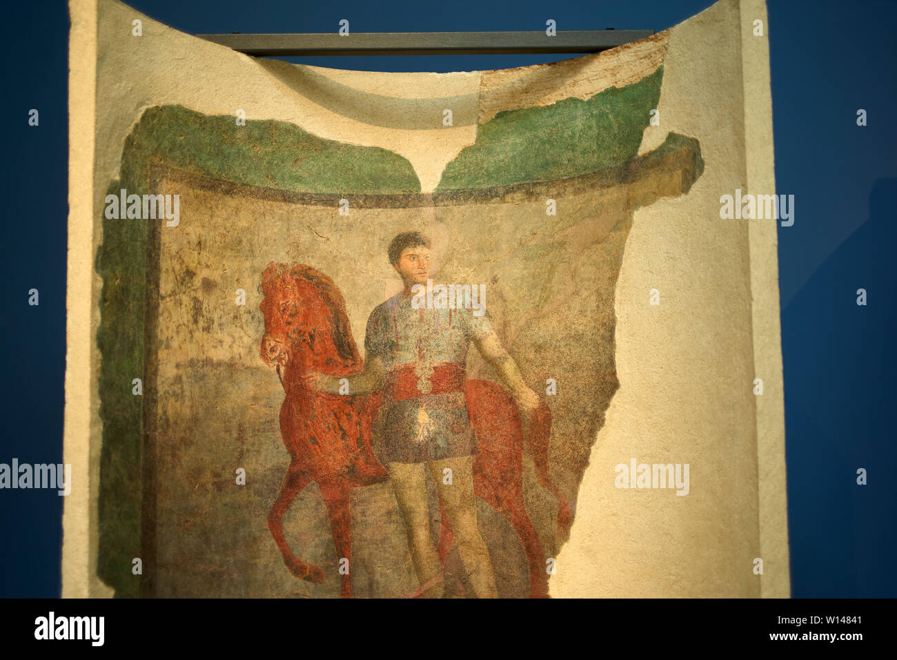 Ancient Roman artwork on display in the museum at Ostia Antica in Italy Stock Photo
