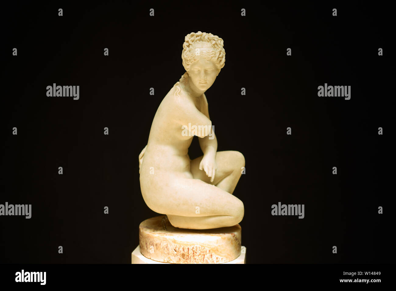 Ancient Roman artwork on display in the museum at Ostia Antica in Italy Stock Photo