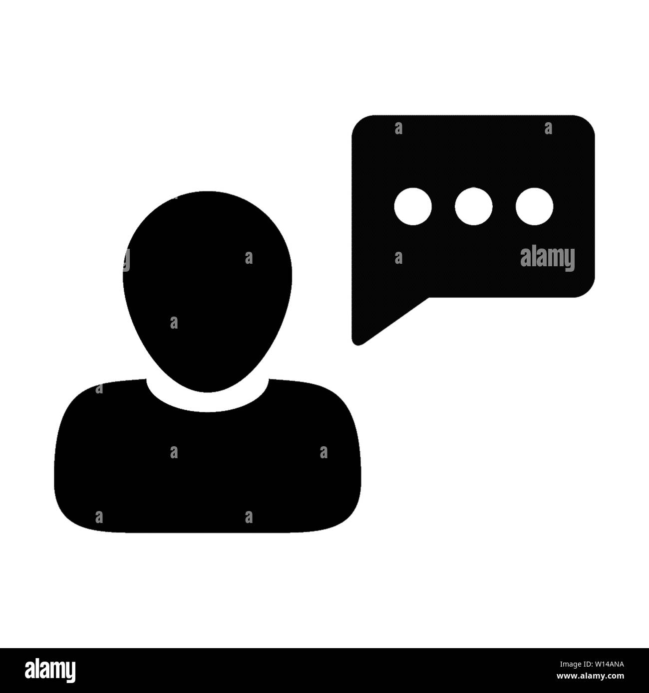 People icon vector male person profile avatar with speech bubble symbol ...