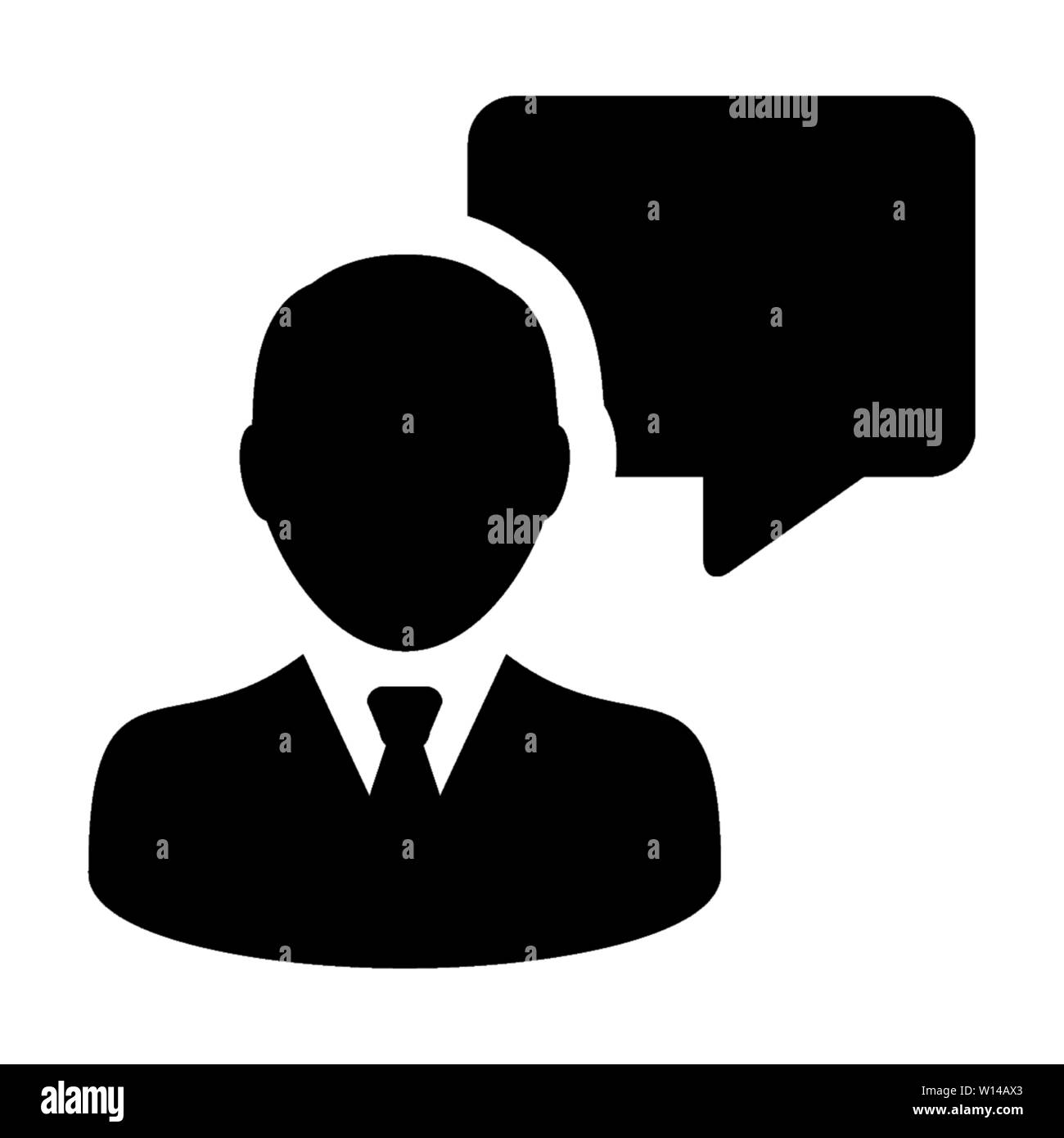 Communication icon vector male person profile avatar with speech bubble ...