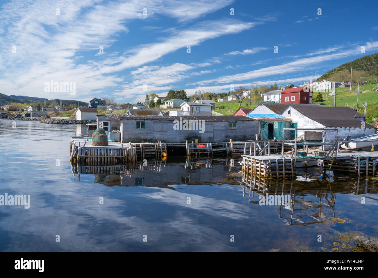 Harbor of Woody Point Fishing Village in Gros Morne, Newfoundland, Canada Stock Photo
