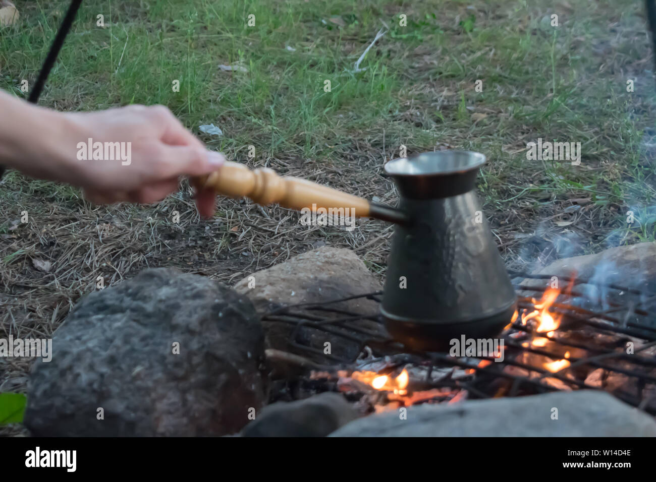 coffee in Turk is prepared early in the morning on the fire Stock Photo