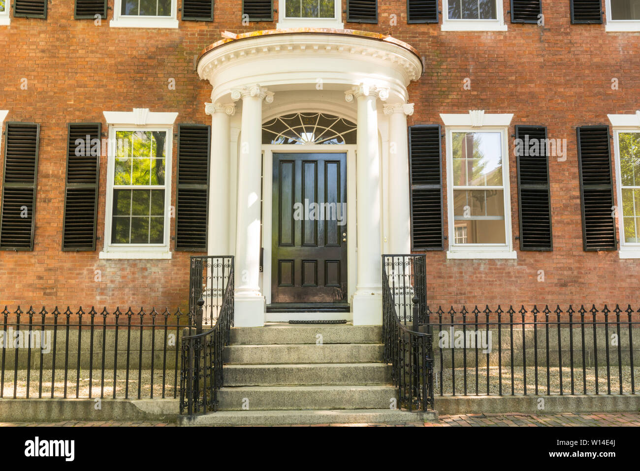 Exterior of brick federal style home in Salem, Massachusetts Stock Photo
