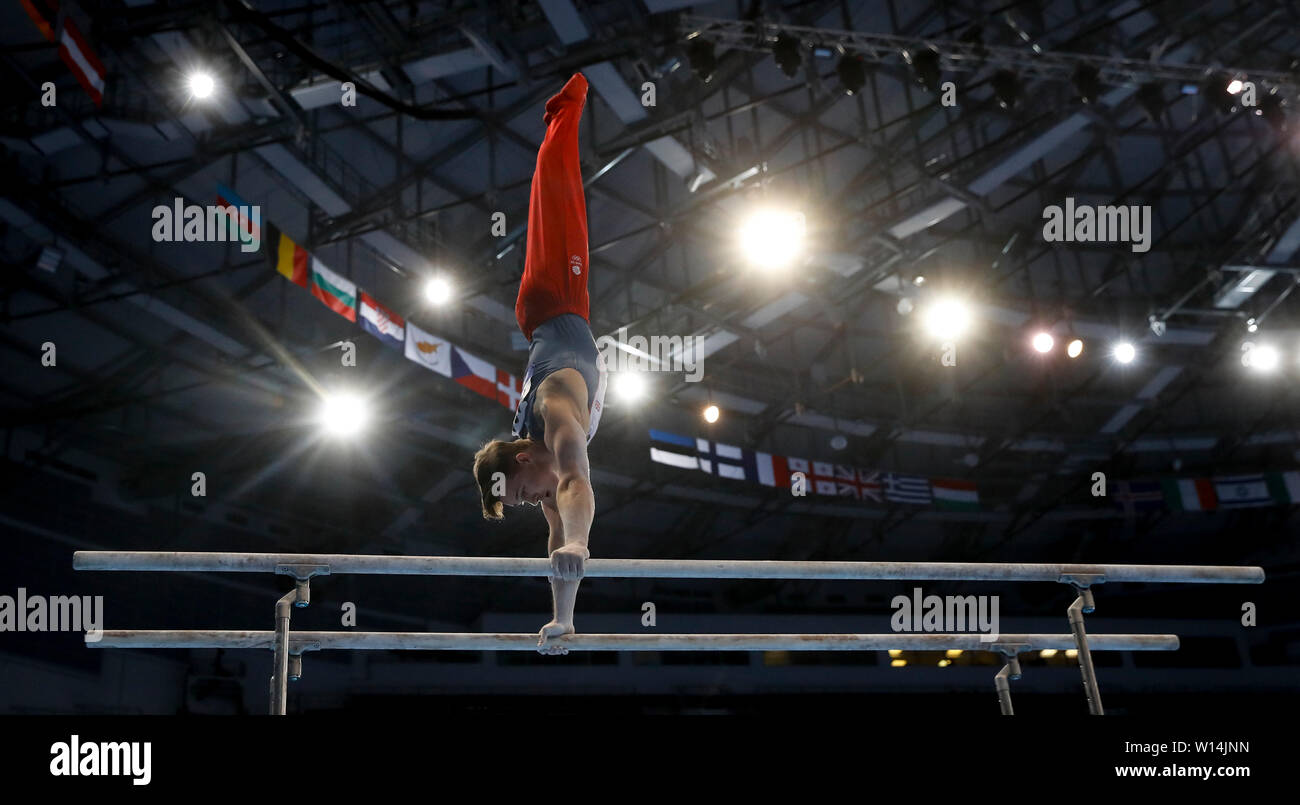 Great Britain's Brinn Bevan in action on the Parallel Bars during the ...