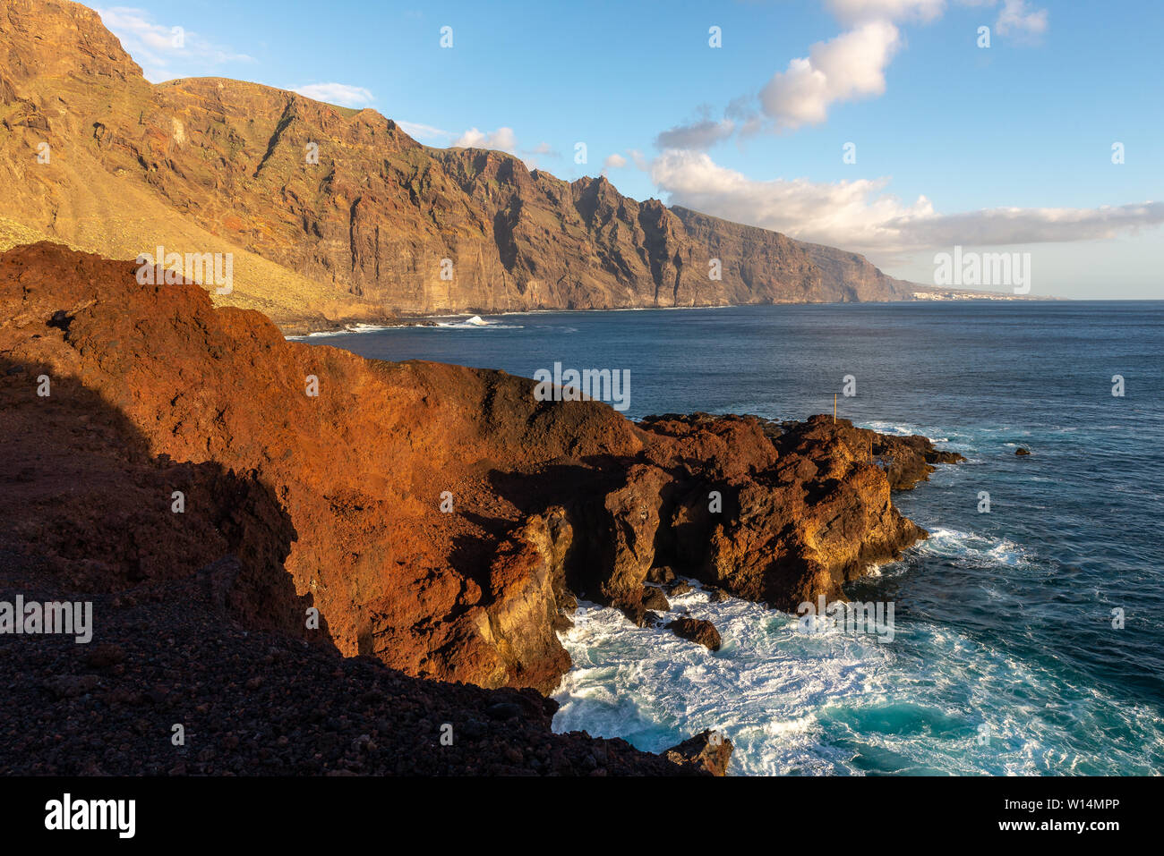 Los Gigantes cliffs (Giants cliffs) from Punta de Teno cape in Tenerife island, Spain Stock Photo
