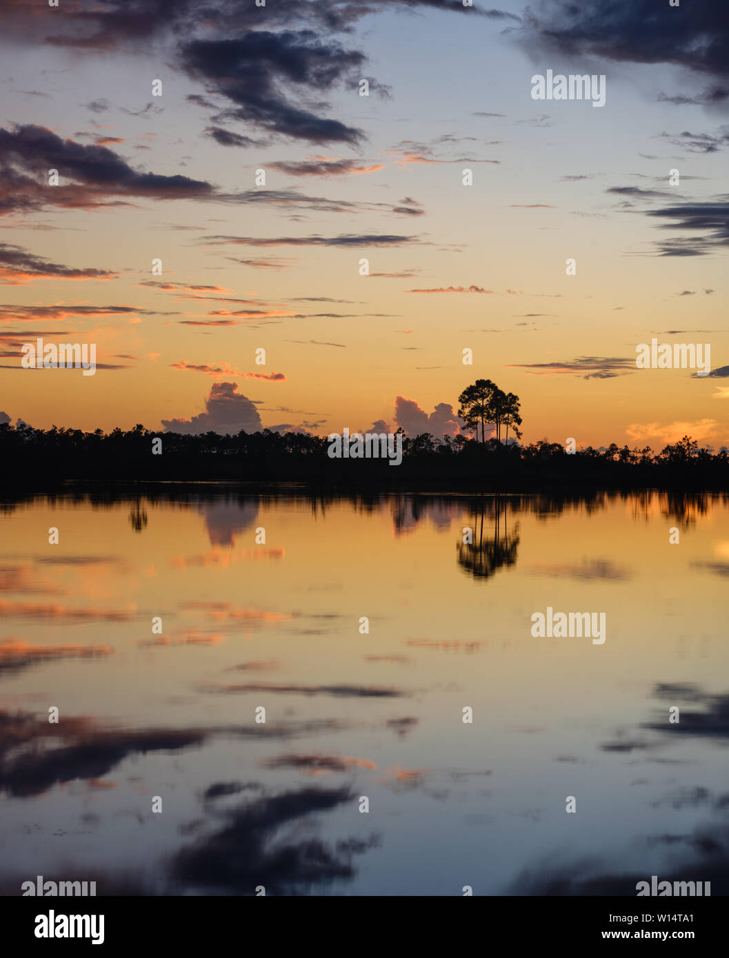 MIAMI, FLORIDA - CIRCA SEPTEMBER 2018:  Sunset over the Florida Everglades near Miami. Stock Photo