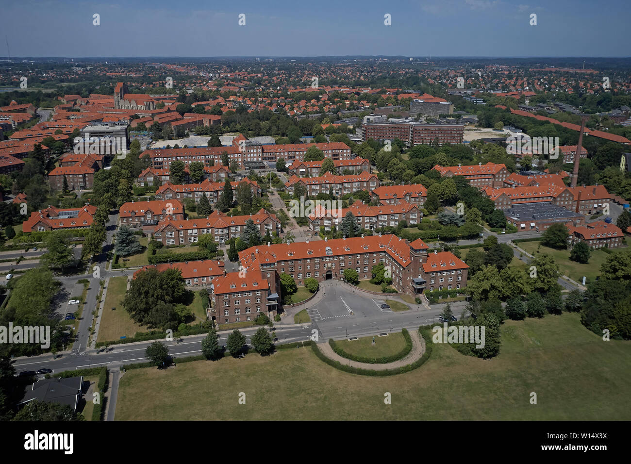 Aerial view of Bispebjerg Hospital located in Copenhagen, Denmark Stock Photo