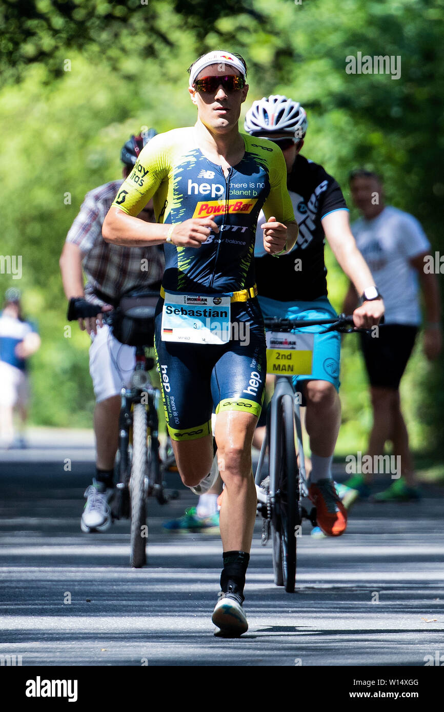 Frankfurt Germany 30th June 2019 30 06 2019 Xmkx Ironman Triathlon European Championship Frankfurt 2019 Left To Right Marathon Running Running Track Main Sebastian Kienle Ger Usage Worldwide Credit Dpa Alamy Live News Stock Photo Alamy