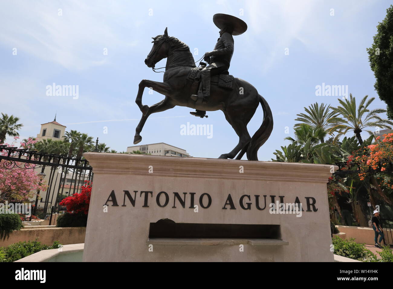 Statue of Mexican singer-actor Antonio Aguilar in Downtown Los Angeles Stock Photo