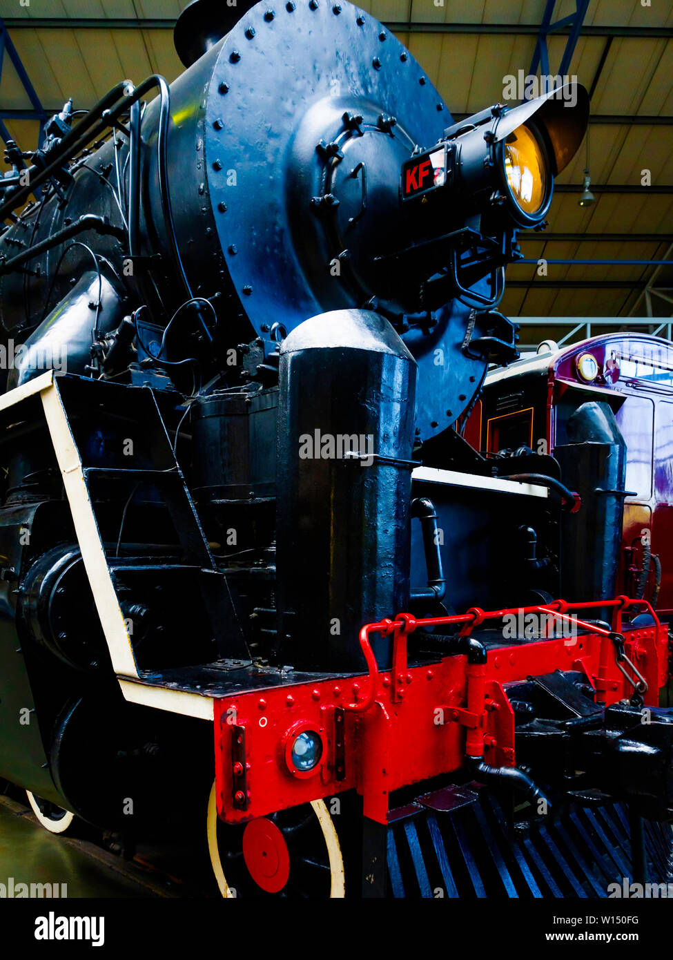 A 4-8-4 passenger steam locomotive from Chinese Railways built by Vulcan Foundry detail showing the front end of the loco Stock Photo