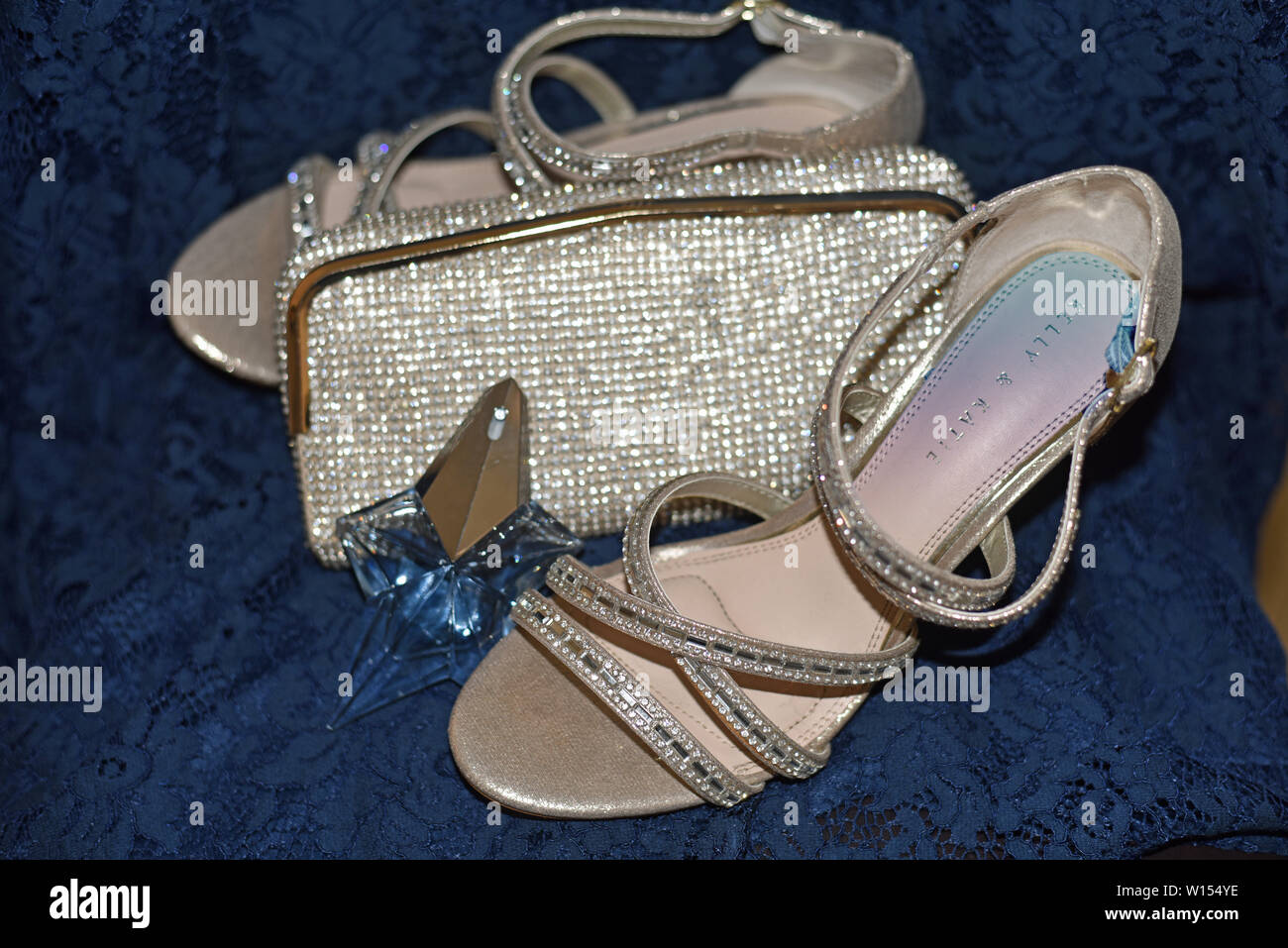 Heels, Clutch and Perfume Stock Photo Alamy