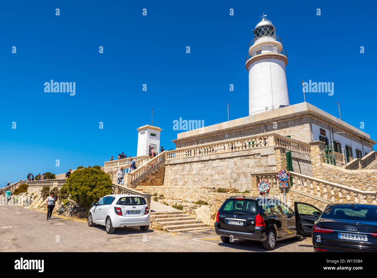 MALLORCA, SPAIN - May 6, 2019: Lighthouse at Cap de Formentor in the coast of north Mallorca, Balearic Islands, Spain Stock Photo