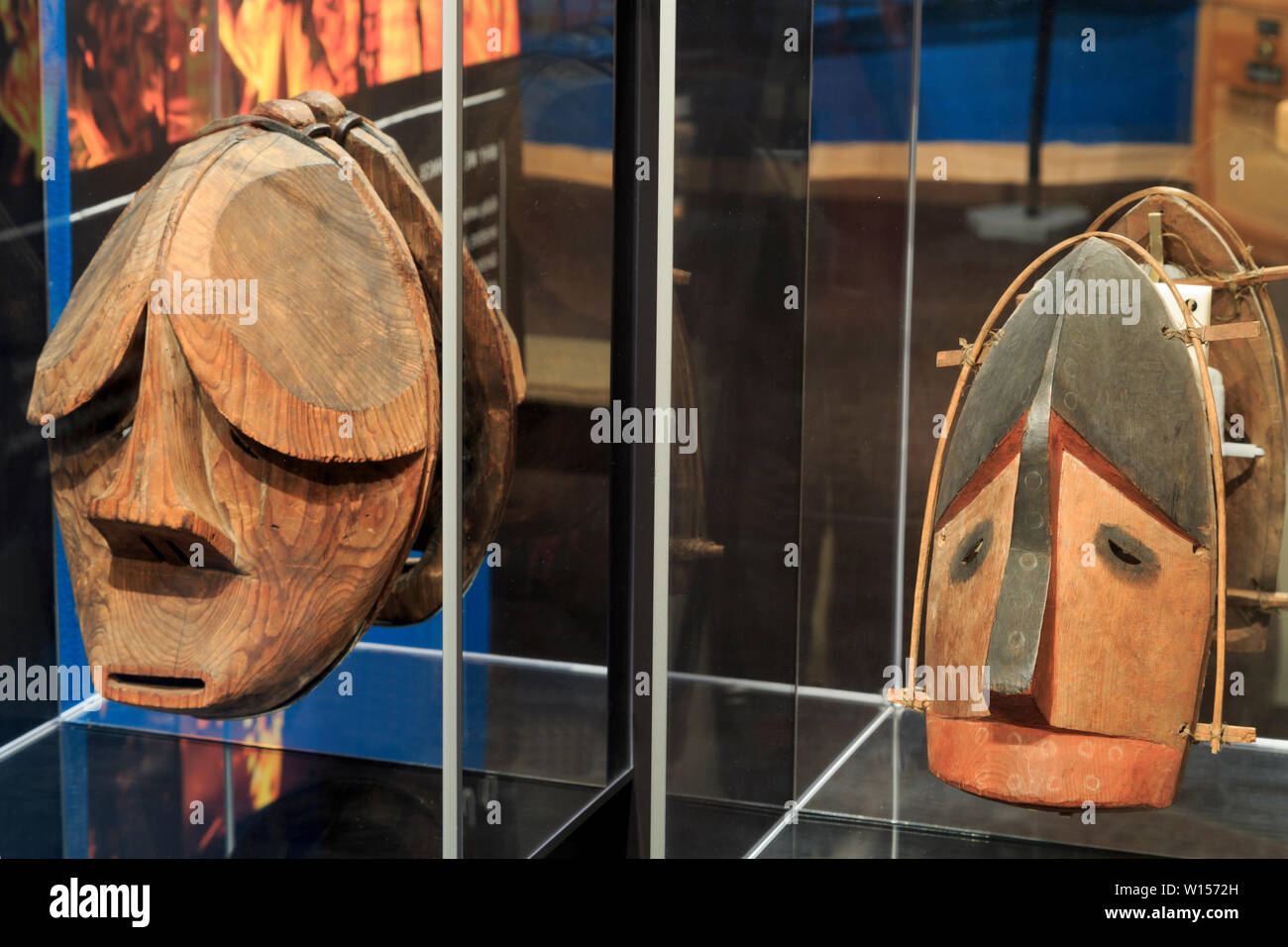 Face masks, Alutiig Museum, Kodiak, Alaska, USA Stock Photo