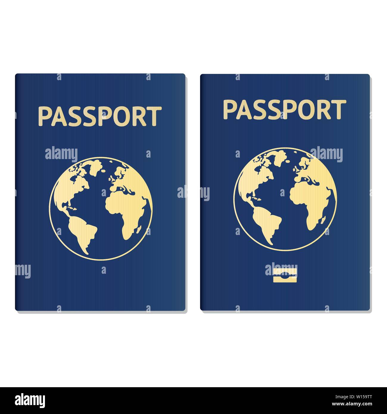 Passport document ID. International pass for tourism travel. Emigration passport citizen ID with globe. Vector icon Stock Vector