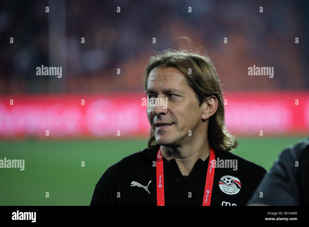 Cairo, Egypt. 30th June, 2019. Egypt assistant coach Michel Salgado is pictured prior to the start of the 2019 Africa Cup of Nations Group A soccer match between Egypt and Uganda at Cairo International Stadium. Credit: Omar Zoheiry/dpa/Alamy Live News Stock Photo