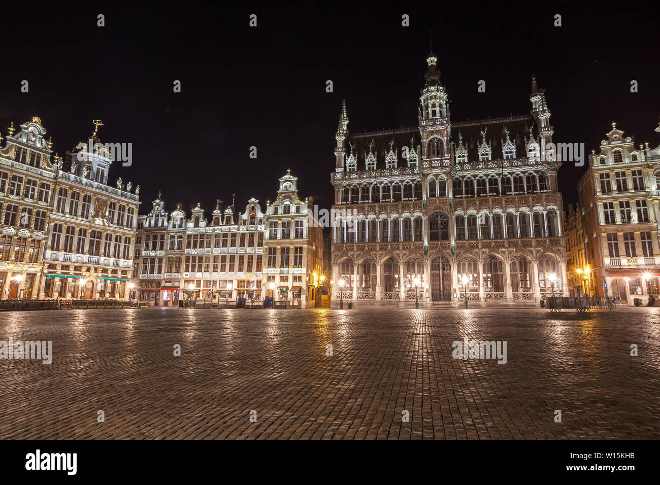 Grand Place Buildings From Brussels At Night Belgium Travel Stock grand-place-buildings-from-brussels-at-night-belgium-travel-stock