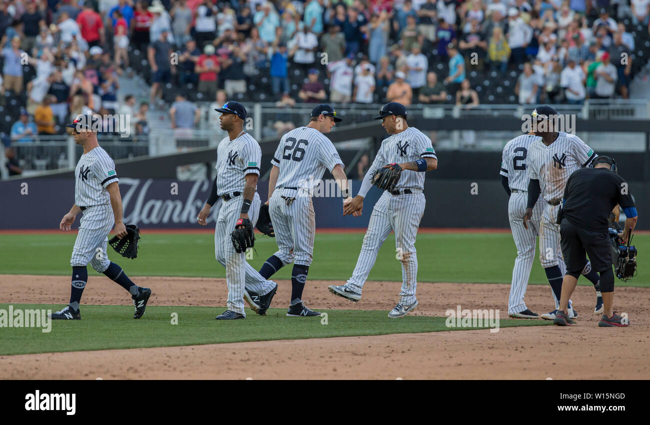 London Stadium, London, UK. 29th June, 2019. Mitel & MLB Present London  Series Baseball, Boston Red Sox versus New York Yankees; Nestor Cortes Jr  Pitcher of the New York Yankees sits in