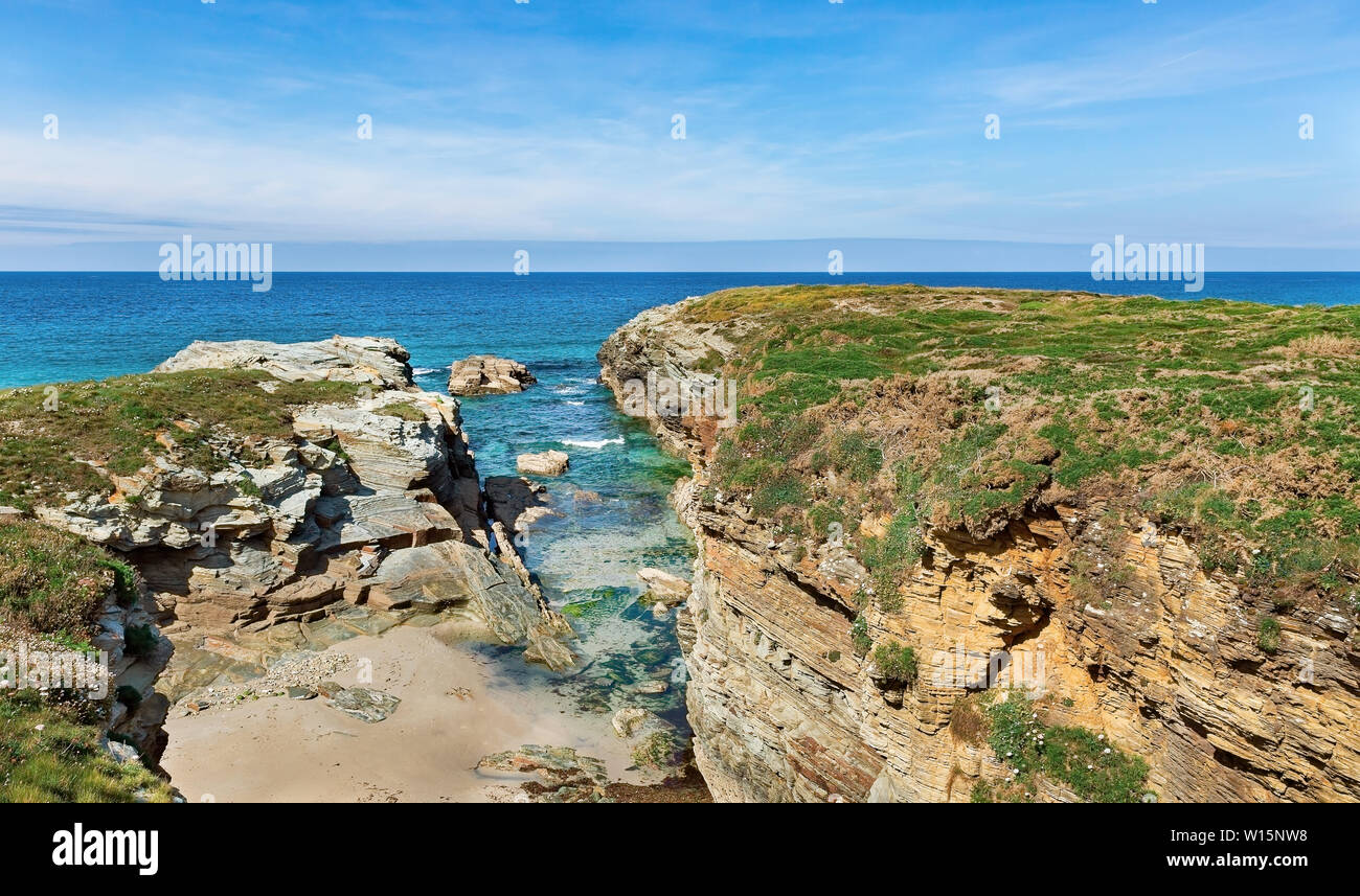 Beach cathedrals on the Bay of Biscay in Spain Stock Photo