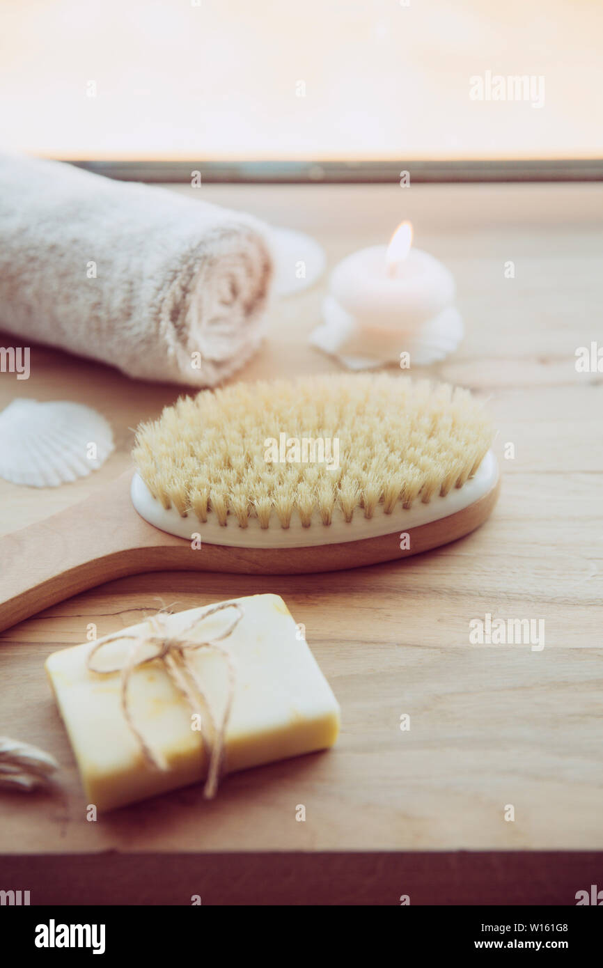 Dry brushing the skin in a pattern with a dry brush, usually before showering help reduce