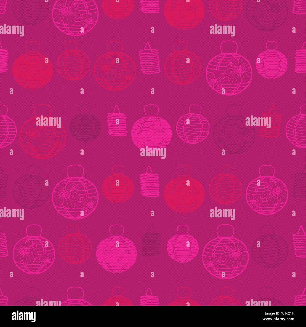 Vector red seamless pattern with paper lanterns. Suitable for textile, gift wrap and wallpaper. Stock Vector