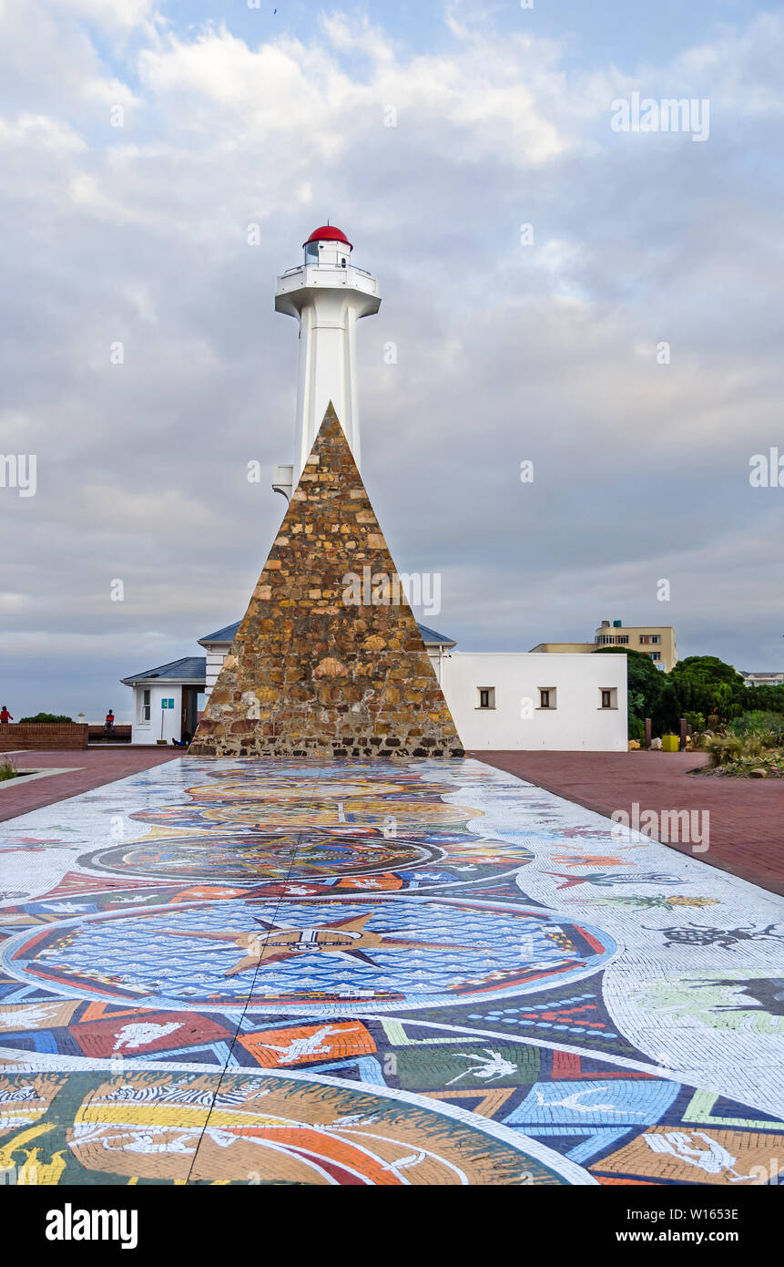 Port Elizabeth, South Africa - May 28, 2019: The Donkin Reserve, Pyramid and Lighthouse build  in memory of Governor Rufane Donkin and his wife Elizab Stock Photo