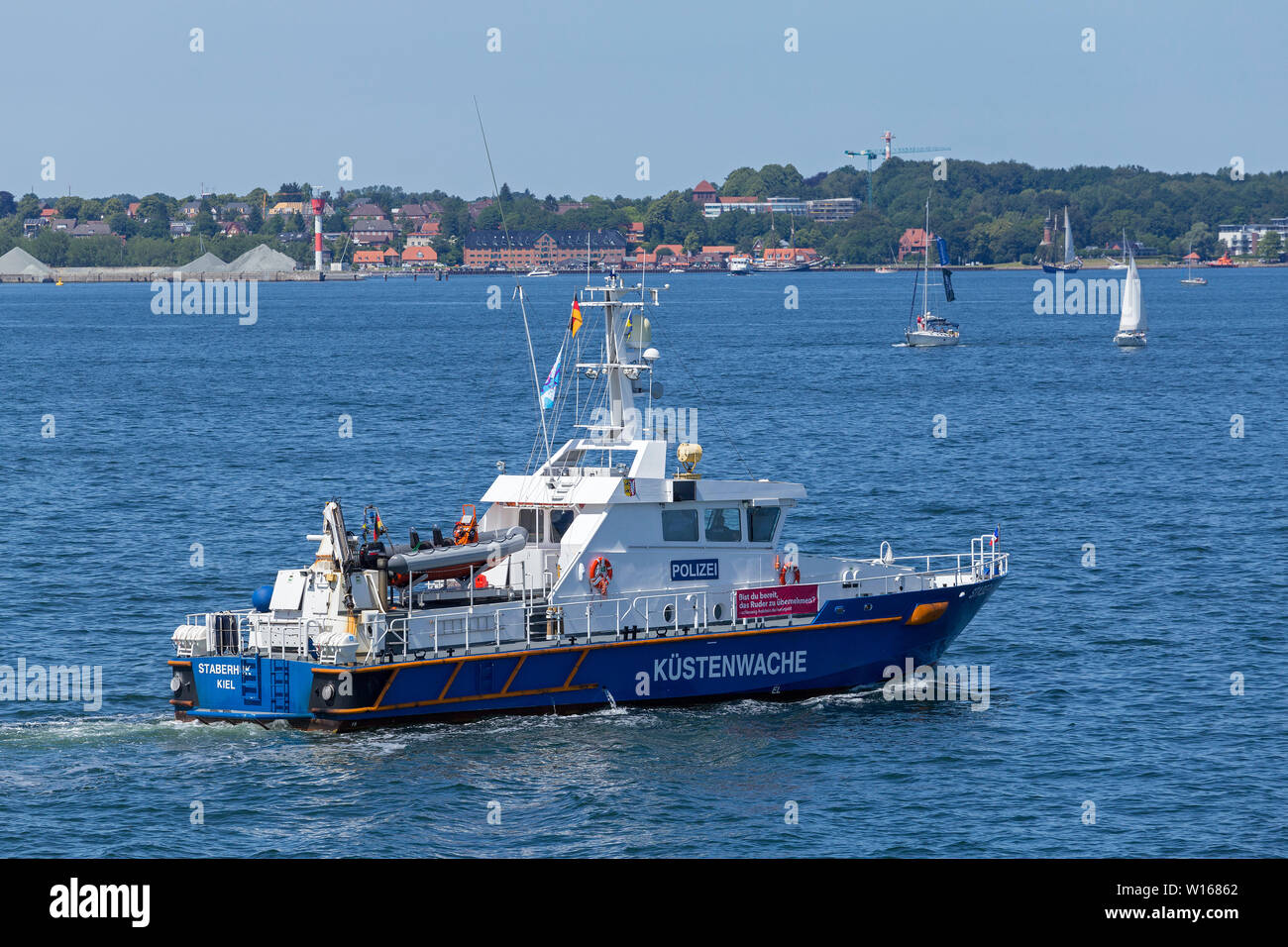 coastguard boat, 125. Kiel Week, Kiel, Schleswig-Holstein, Germany Stock Photo
