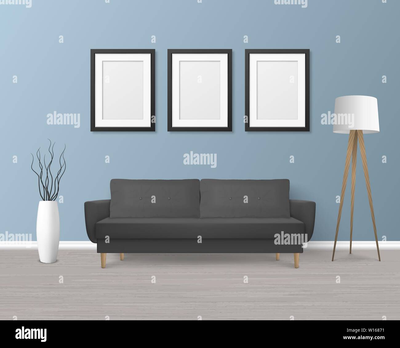 black sofa with pillows