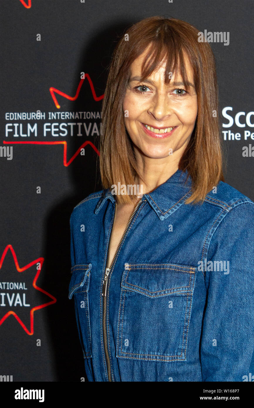 Actress, Kate Dickie, on the red carpet at a photo call for the world film premiere of Balance, Not Symmetry, at the Festival Theatre, Edinburgh, Scotland. Balance, Not Symmetry is 'a beautiful cinematic tribute to art, music and Scotland (and Glasgow in particular).' This screening is part of the Galas strand at the Edinburgh International Film Festival 2019 (EIFF), which runs until June 30. Stock Photo