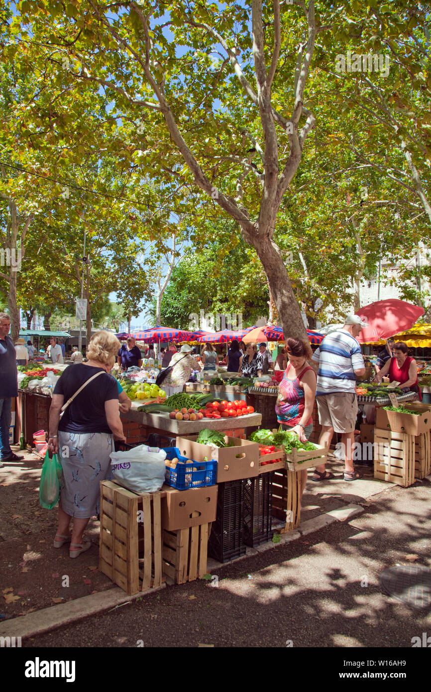 Public Flower and Produce Market next to Diocletian's Palace, Split, Croatia. Stock Photo