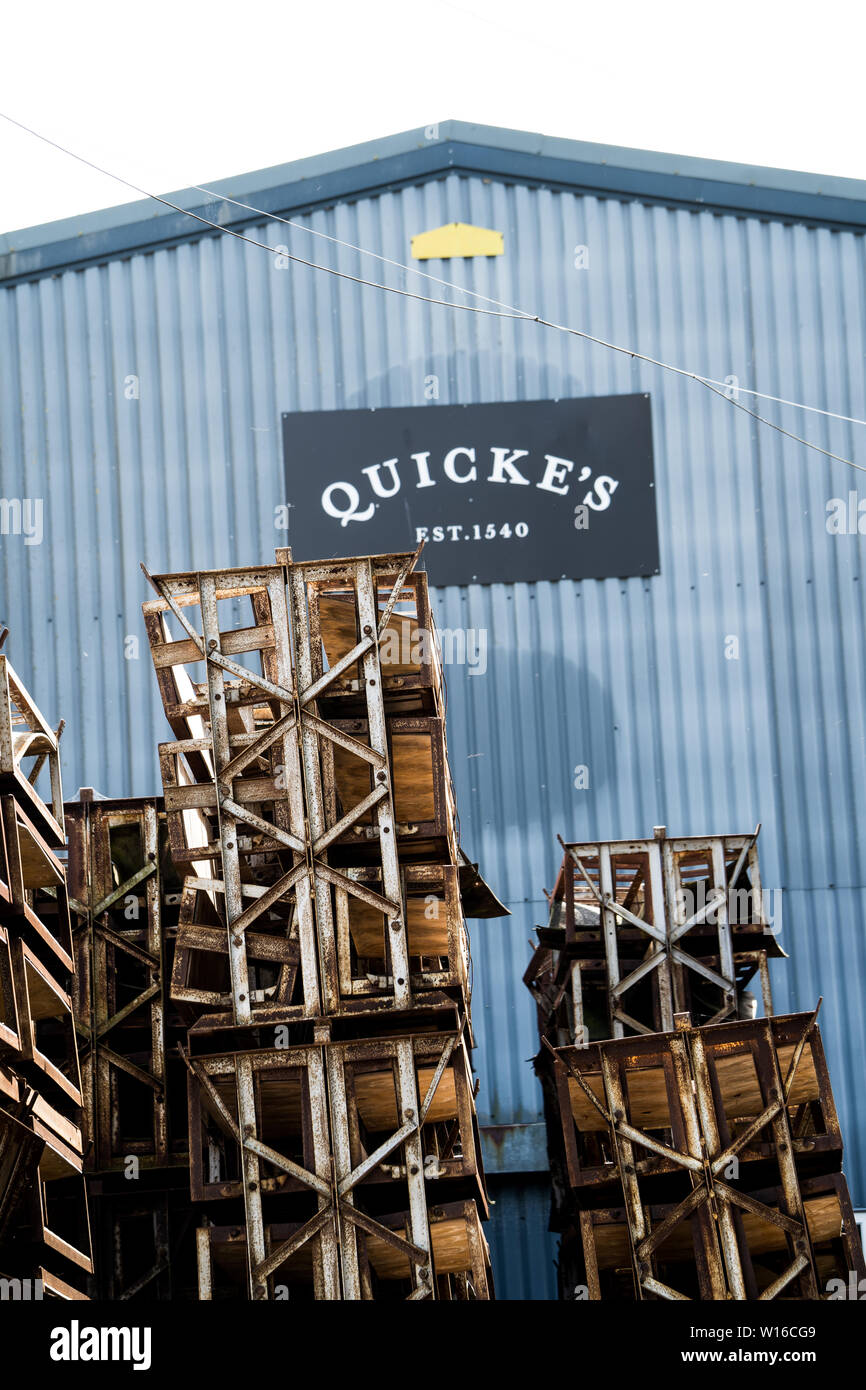 Racking outside warehouse. Quicke's cheese, Devon, UK. A traditional smallscale artisan dairy