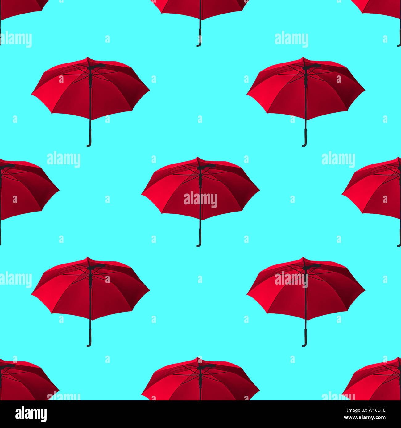 Seamless umbrella photo pattern Bright red umbrellas on a light blue ...