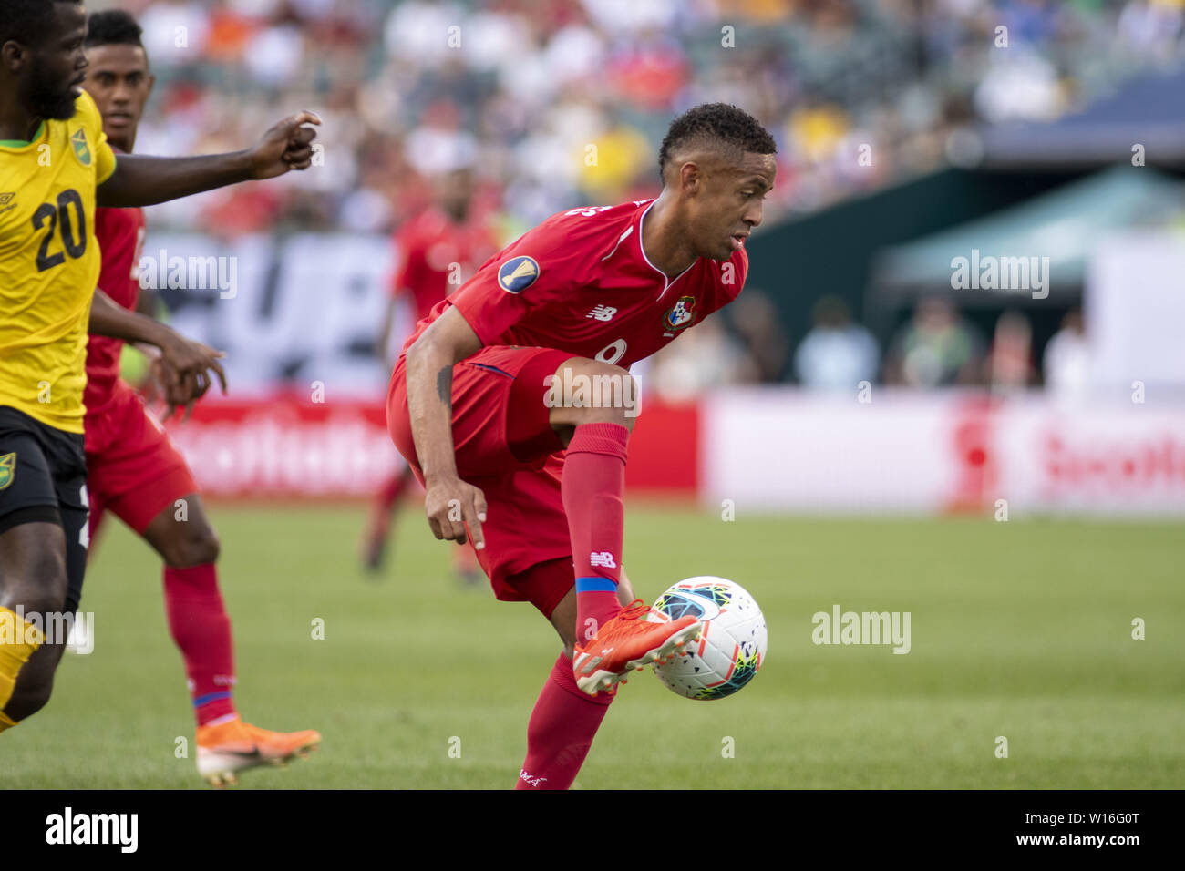 Philadelphia, Pennsylvania, USA. 30th June, 2019. GABRIEL TORRES (9) fights for the ball during the match the match in Philadelphia PA Credit: Ricky Fitchett/ZUMA Wire/Alamy Live News Stock Photo