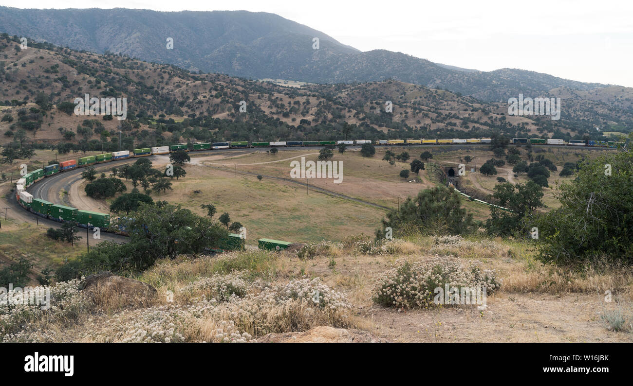Image showing the famous Tehachapi Loop in Kern County, California. Stock Photo