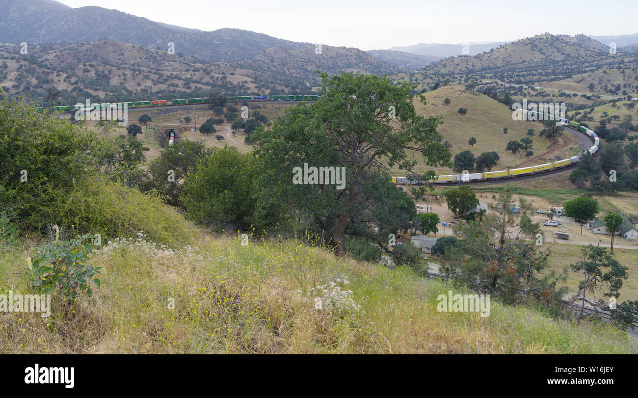 Image showing the famous Tehachapi Loop in Kern County, California. Stock Photo
