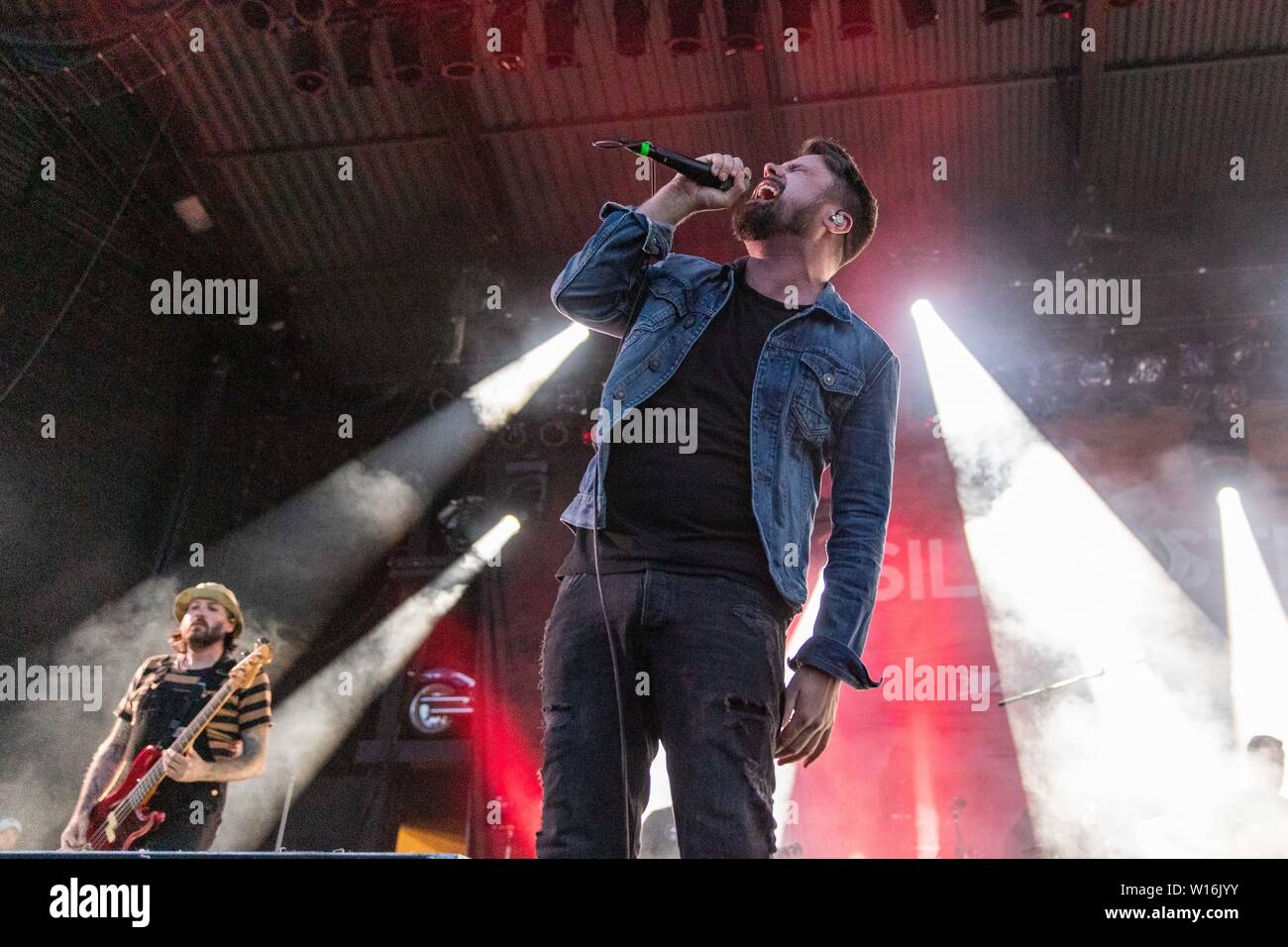 June 29, 2019 - Milwaukee, Wisconsin, U.S - BILLY HAMILTON and SHANE TOLD  of Silverstein during the Summerfest Music Festival in Milwaukee, Wisconsin  (Credit Image: © Daniel DeSlover/ZUMA Wire Stock Photo - Alamy