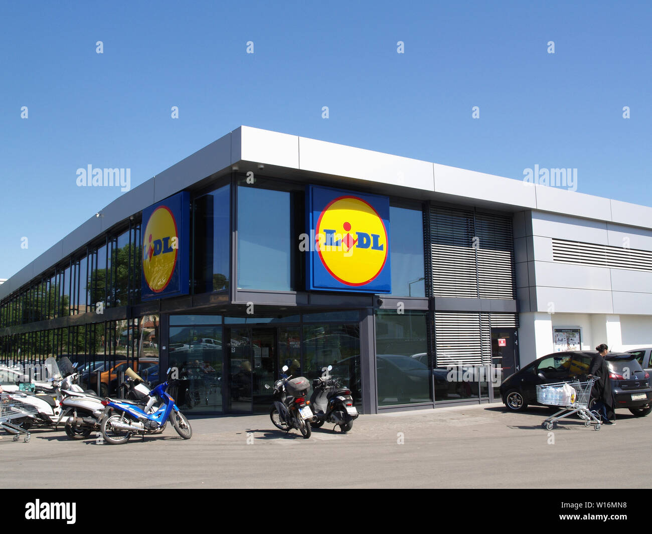 Lidl Hellas supermarket near Corfu Airport, Kerkyra, Greece Stock Photo