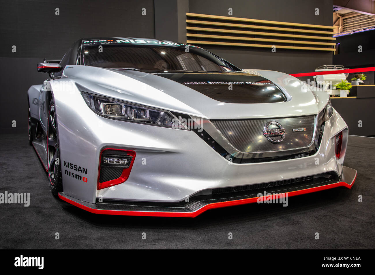 Poznan Poland March 19 Nissan Leaf Nismo Rc Electric Zero Emission Race Car Concept Prototype Poznan International Motor Show Ev By Nissan Stock Photo Alamy