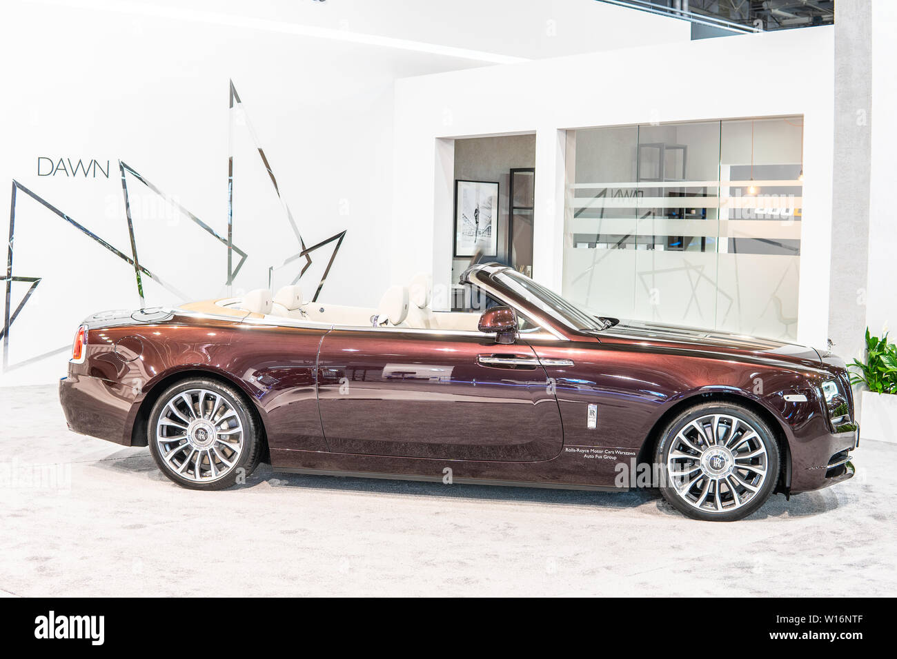 Poznan, Poland, March 2019: Rolls-Royce Dawn, Poznan International Motor Show, British handmade 4 seat luxury convertible manufactured by Rolls-Royce Stock Photo