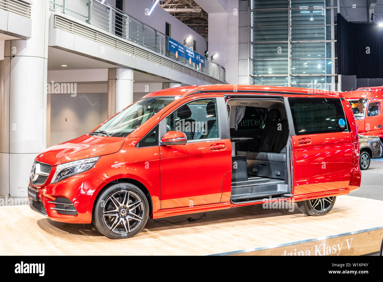 Poznan, Poland, Mar 2019 red all new Mercedes Viano Marco Polo Horizon  camping edition, Poznan International Motor Show, Mercedes V-Class Vito  camper Stock Photo - Alamy