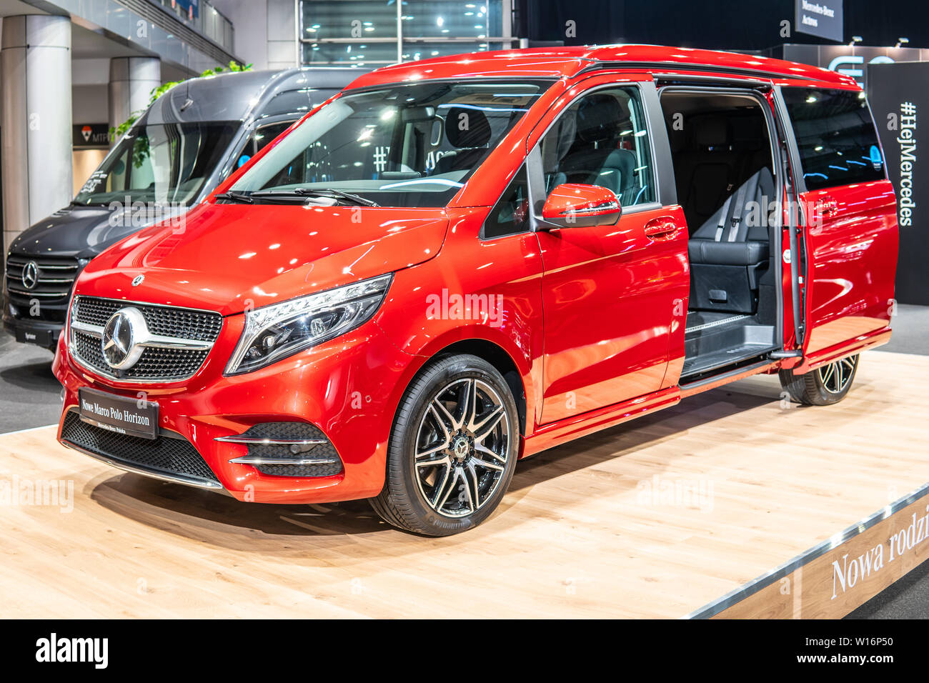 Poznan, Poland, Mar 2019 red all new Mercedes Viano Marco Polo Horizon  camping edition, Poznan International Motor Show, Mercedes V-Class Vito  camper Stock Photo - Alamy