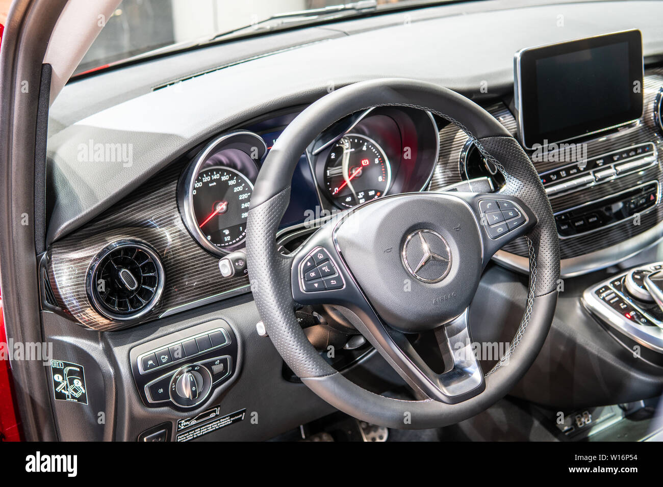 Poznan, Poland, Mar 2019 red all new Mercedes Viano Marco Polo Horizon  camping edition, Poznan International Motor Show, Mercedes V-Class Vito  camper Stock Photo - Alamy