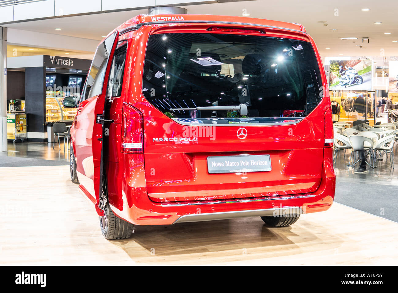 Poznan, Poland, Mar 2019 red all new Mercedes Viano Marco Polo Horizon  camping edition, Poznan International Motor Show, Mercedes V-Class Vito  camper Stock Photo - Alamy