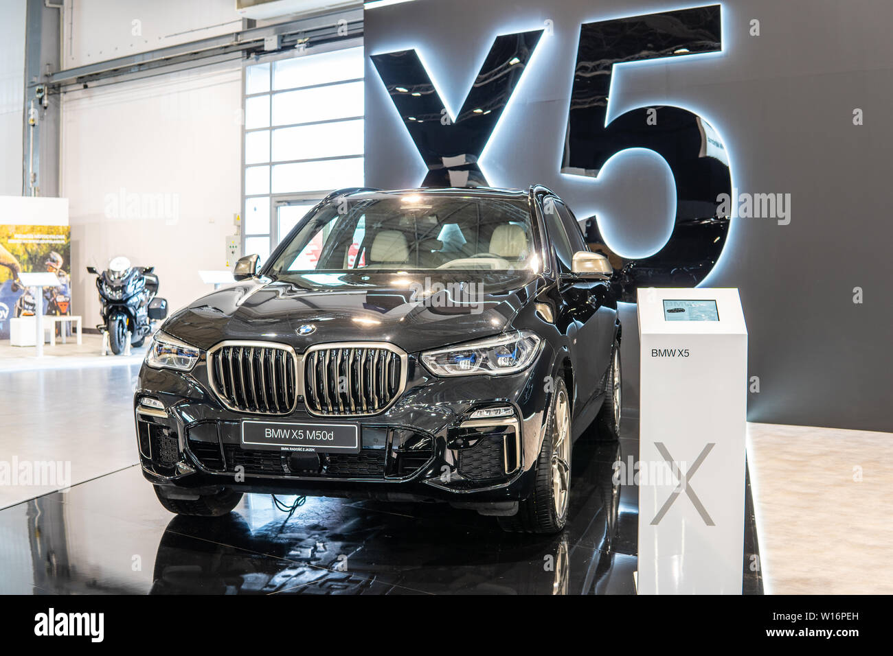 Poznan, Poland, Mar 2019 all new BMW X5 M50d,Poznan International Motor Show, 4th gen G05, suv manufactured and marketed by BMW Stock Photo