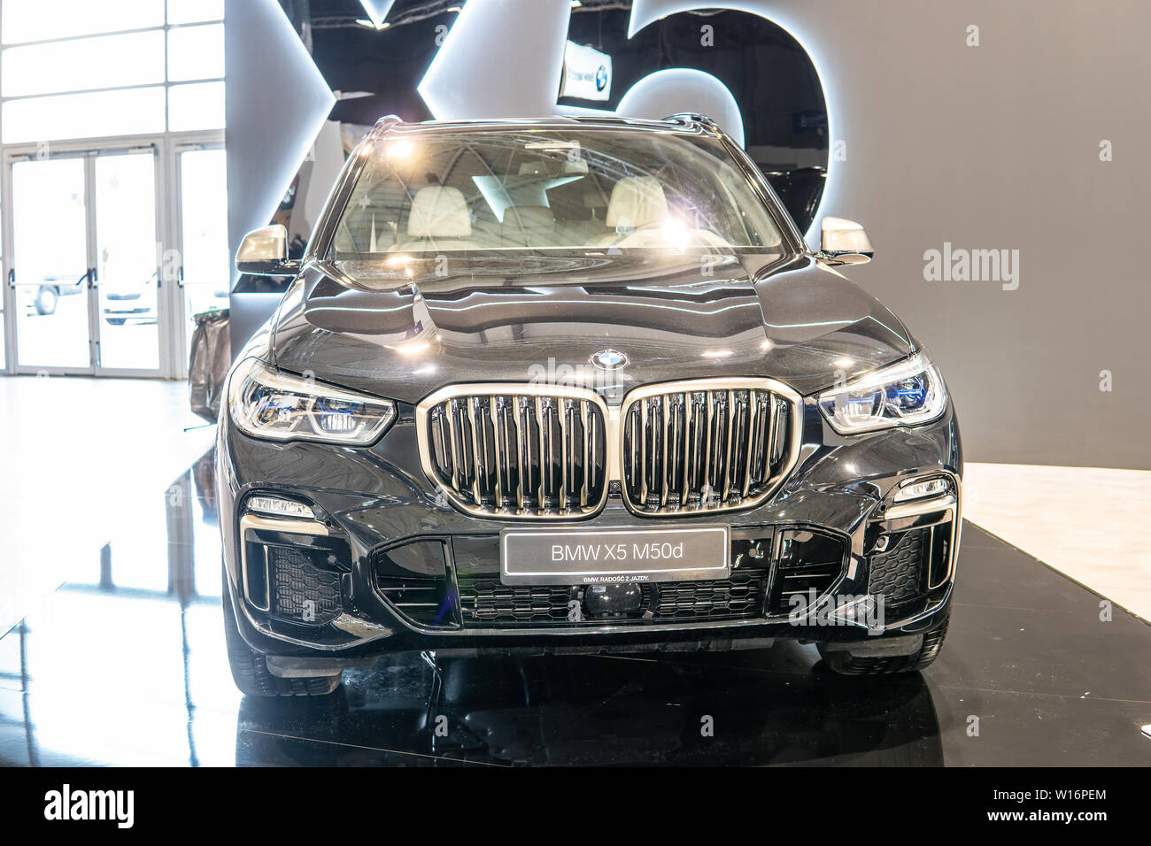 Poznan, Poland, Mar 2019 all new BMW X5 M50d,Poznan International Motor Show, 4th gen G05, suv manufactured and marketed by BMW Stock Photo