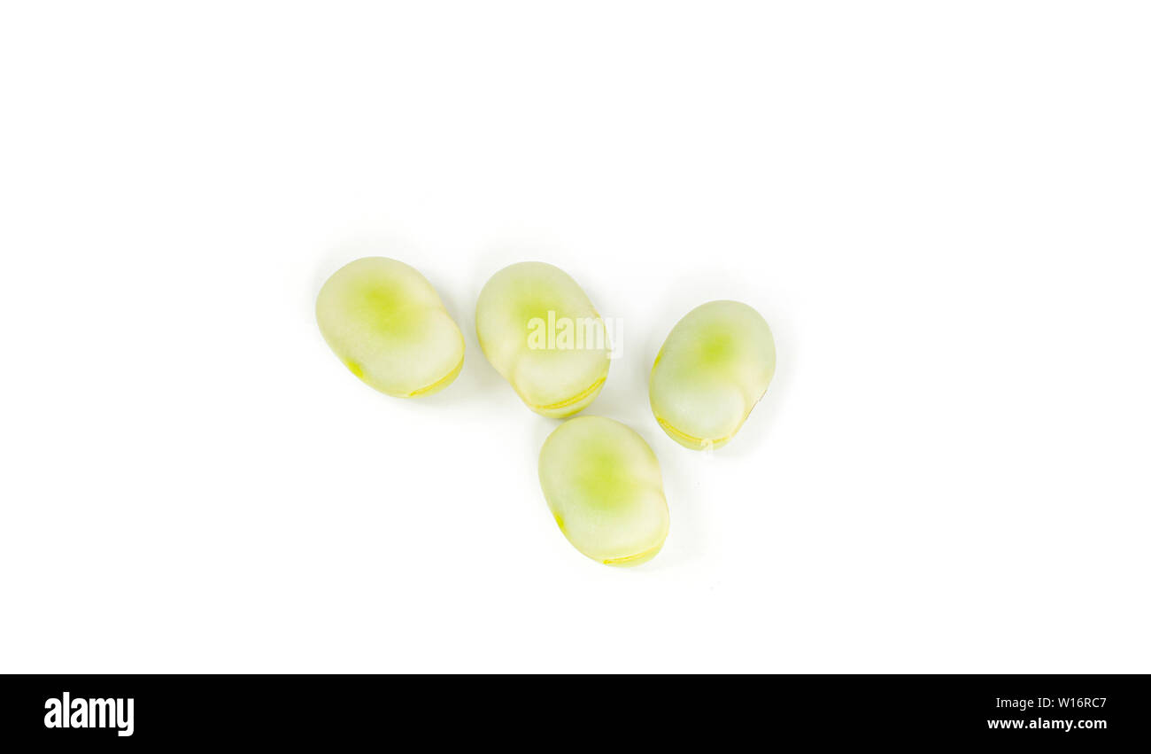 Broad bean. Fresh lima beans isolated on white background Stock Photo