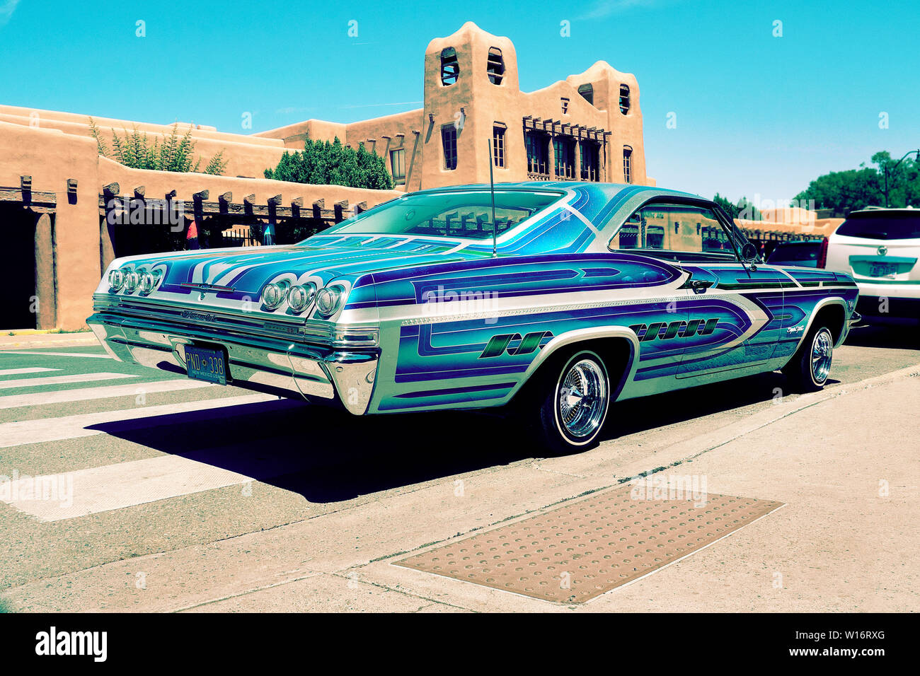 1965 Chevrolet Impala Low Rider custom car in Santa Fe New Mexico USA Stock Photo